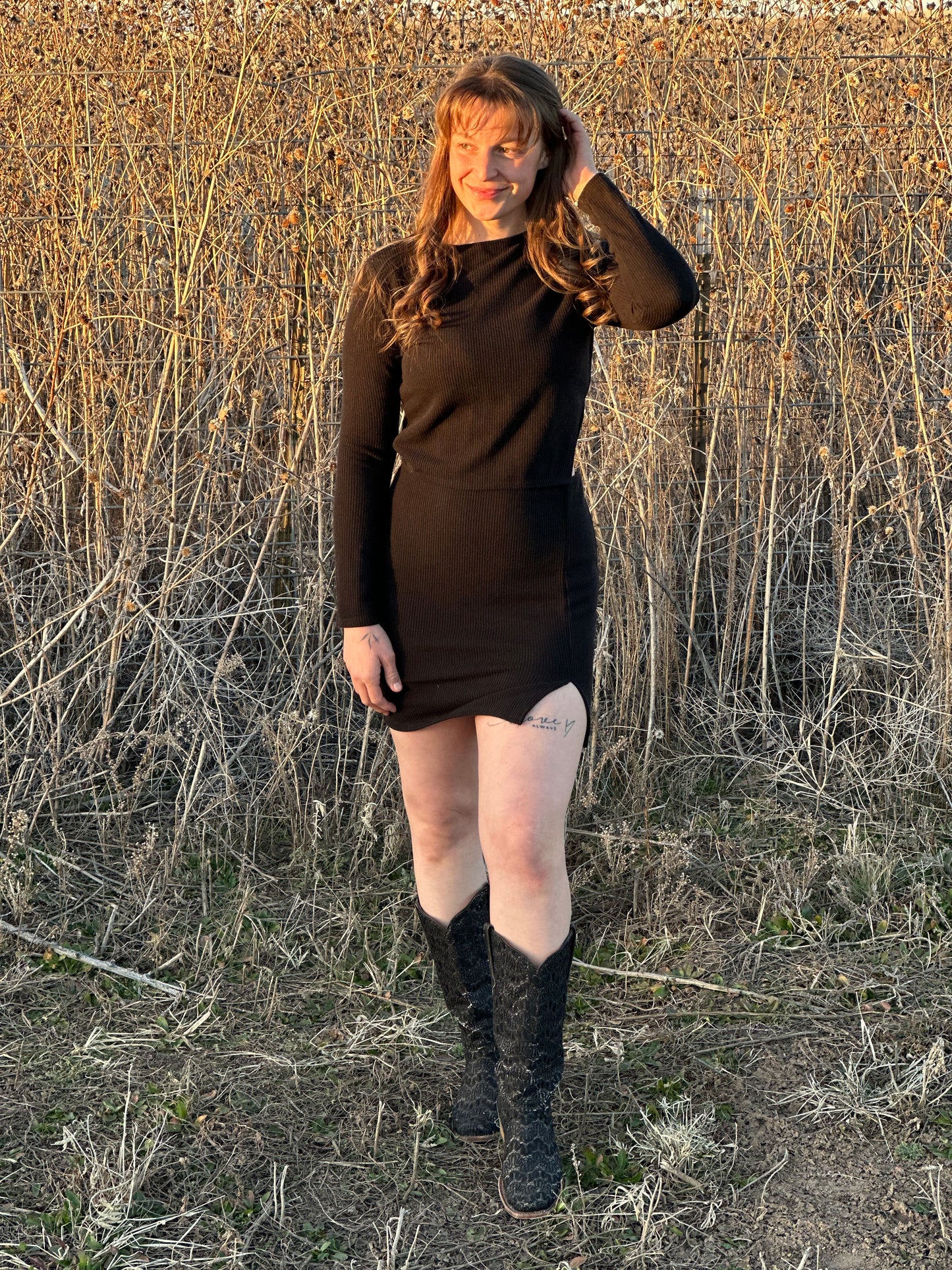 Black Top & Skirt Set
