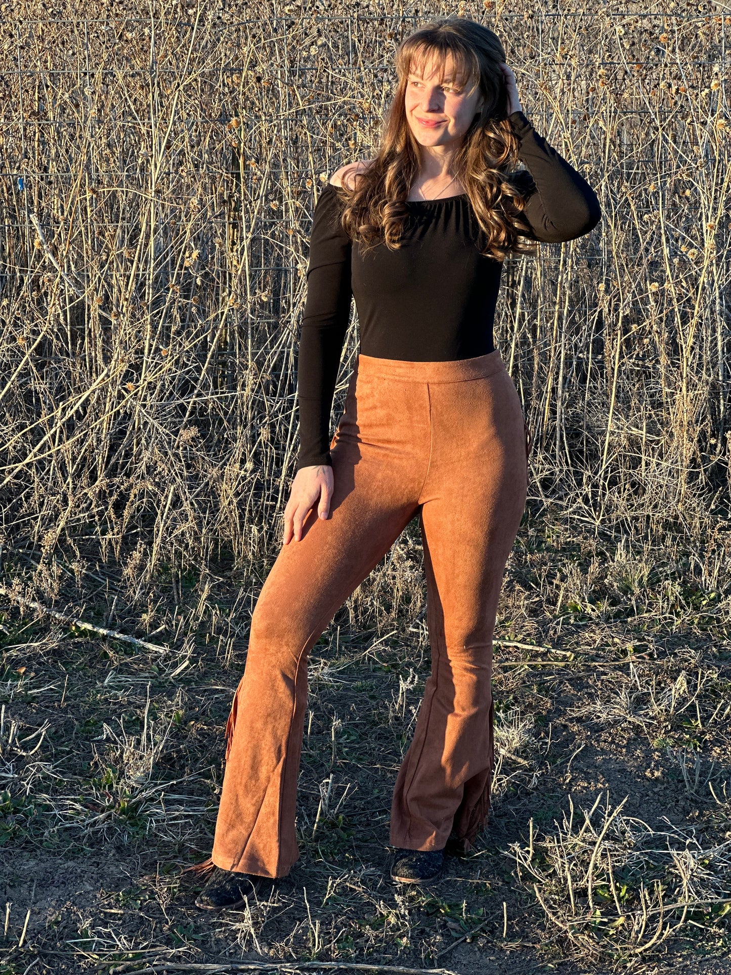 Camel Fringe Pants